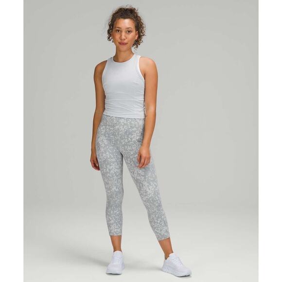 Lululemon Swift Speed HR Crop 21" Speckle Spritz Jacquard Grey Silver Leggings 6 - Picture 2 of 13